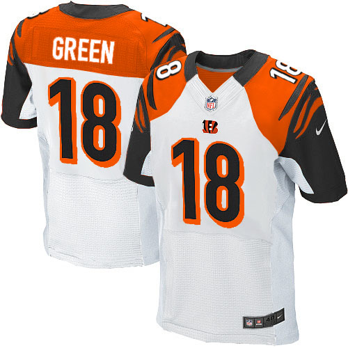 Men's Elite A.J. Green Nike Jersey White Road - #18 NFL Cincinnati Bengals